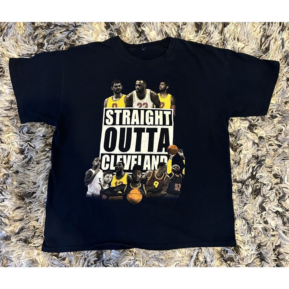 Lebron James Straight Outta Cleveland NBA Champions Rap Tee Style T Shirt Size M